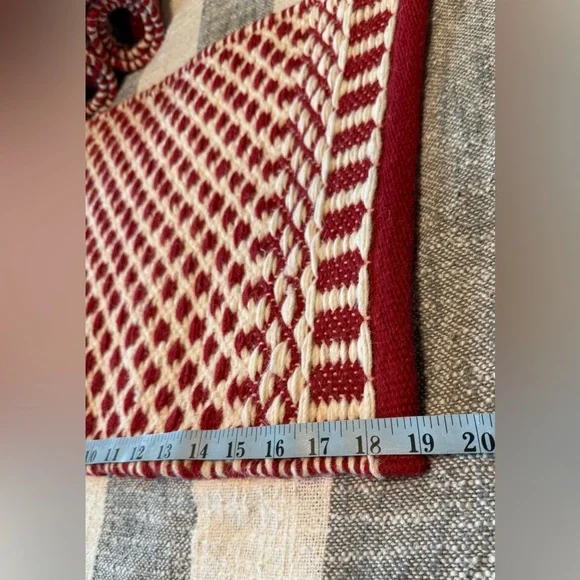 Set of 6 Crate&Barrel Red and White Wool Braided Placemats-Nordic Sweater